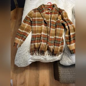 Easy Spirit Plaid Fringe Flannel